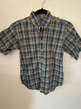 Ralph Lauren Blue Multi Plaid Short-Sleeve Button-Down Shirt